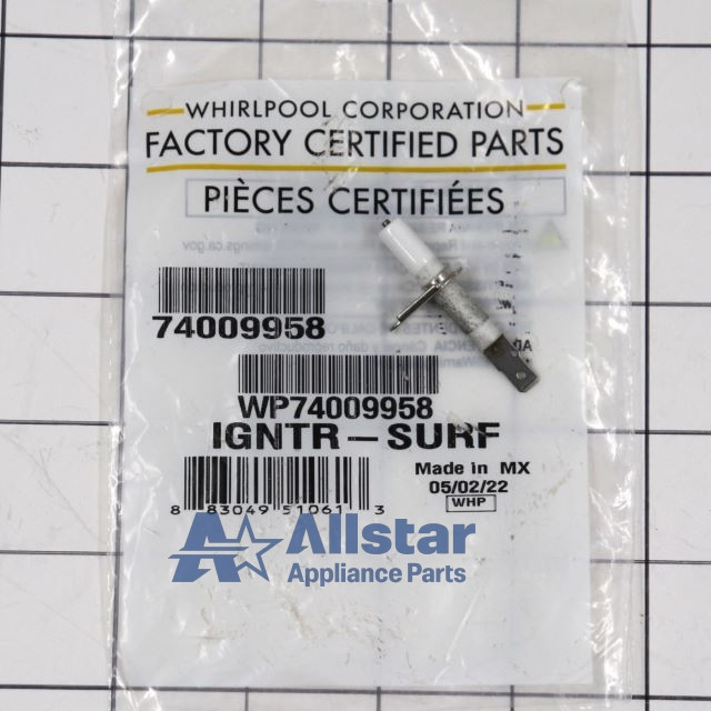 Part Number WP74009958 replaces  74009958,  82000311